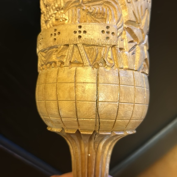 Vintage Hand Carved Olive Wood Chalice Cup w/ Jerusalem Last Supper & Jesus - Picture 14 of 14